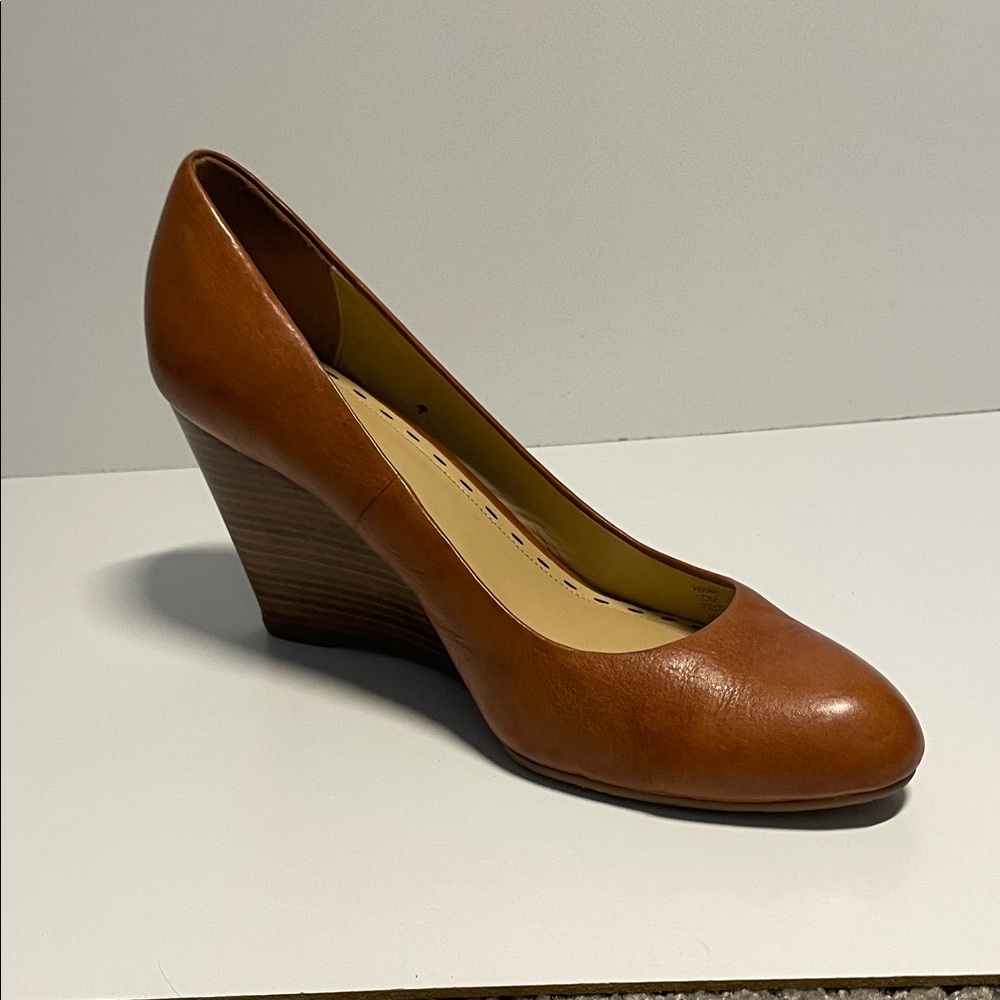 Coach Tan Leather Wedge Shoes, Size 9.5